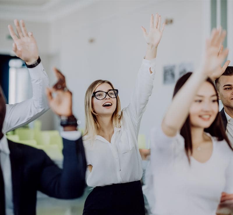 KT - Businessmen raising hand