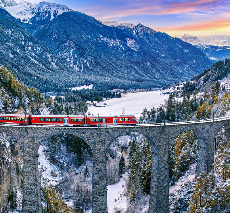 Switzerland train on mountain