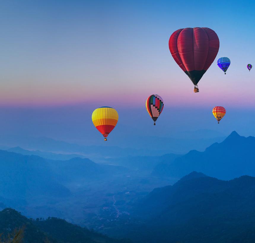 KT - Discover Our Destination - Hot Air Balloons Flying Close Up